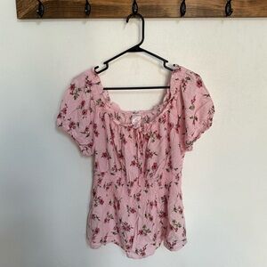 No Boundaries Pink Floral Blouse
